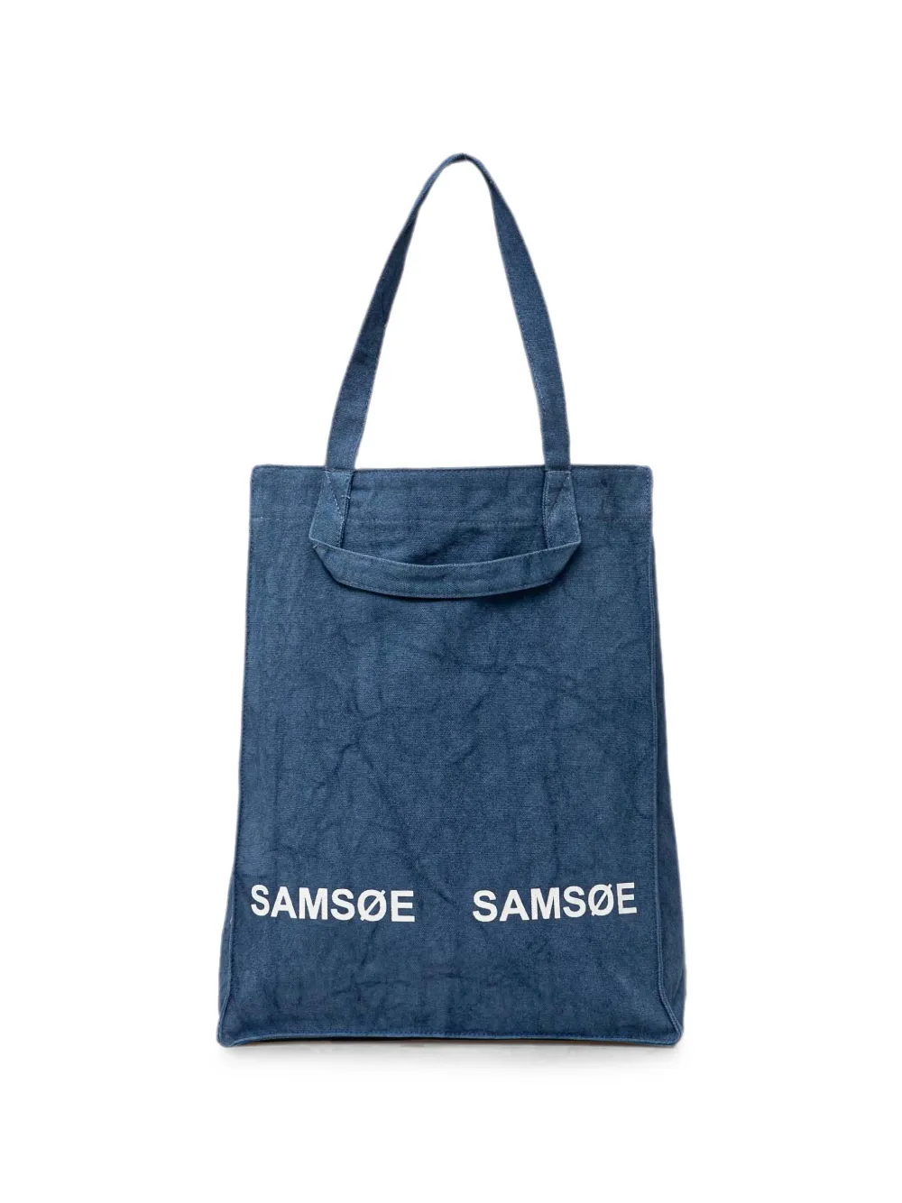 SAMSOE Shopper met logoprint Blauw