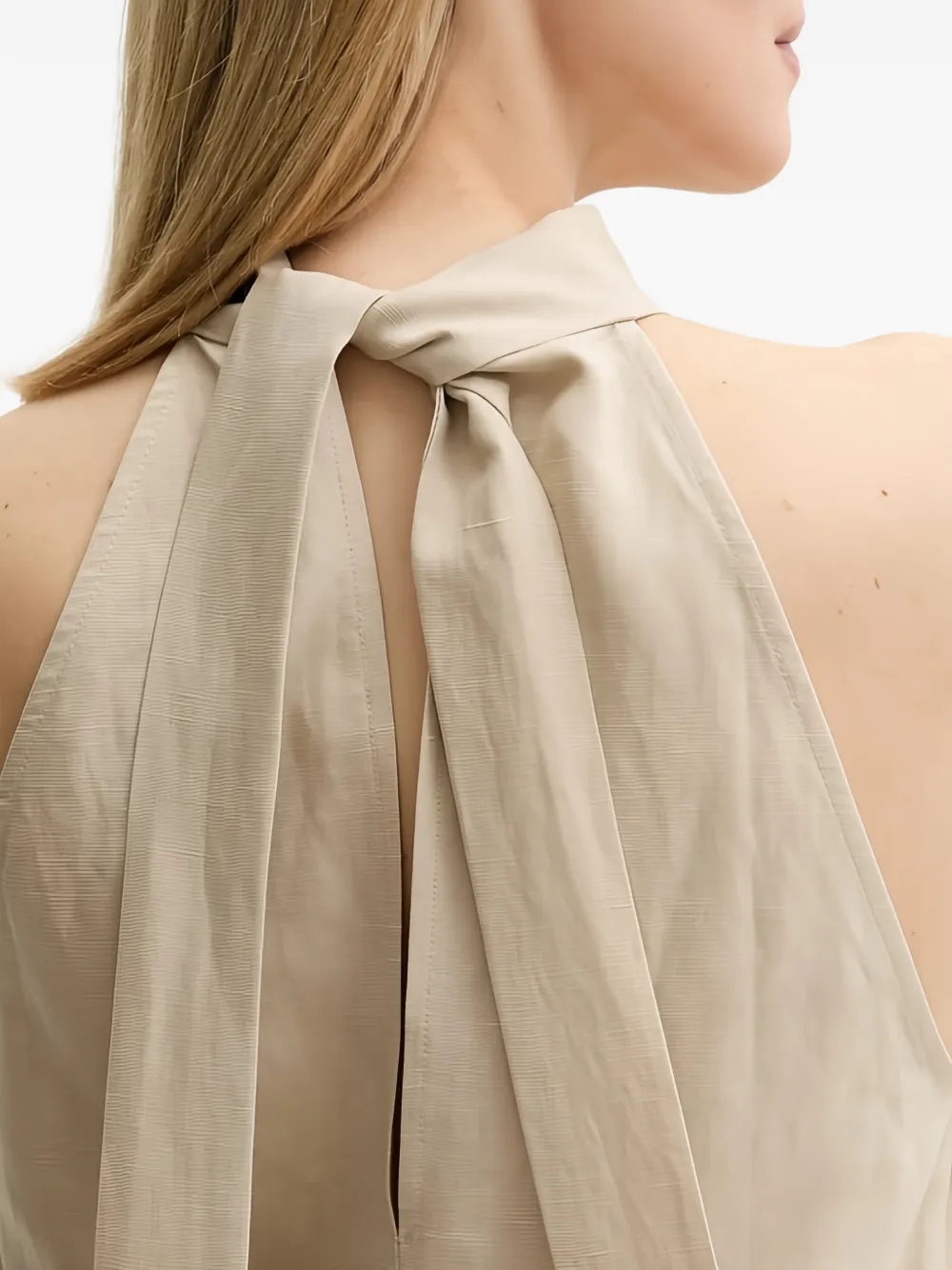 SAMSOE Top met hoge hals en strik Beige