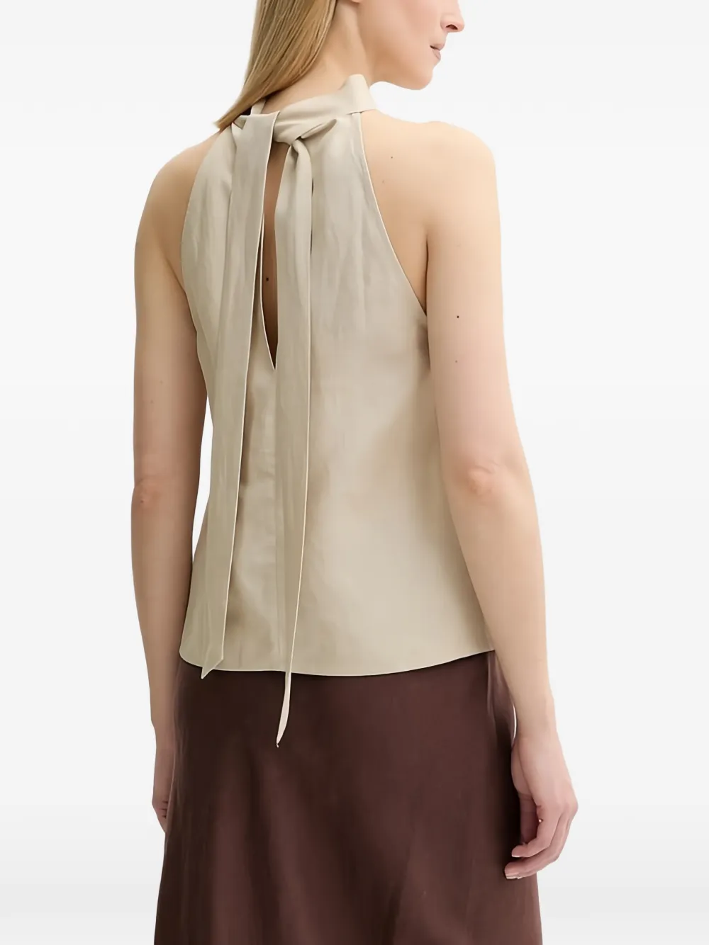 SAMSOE Top met hoge hals en strik Beige