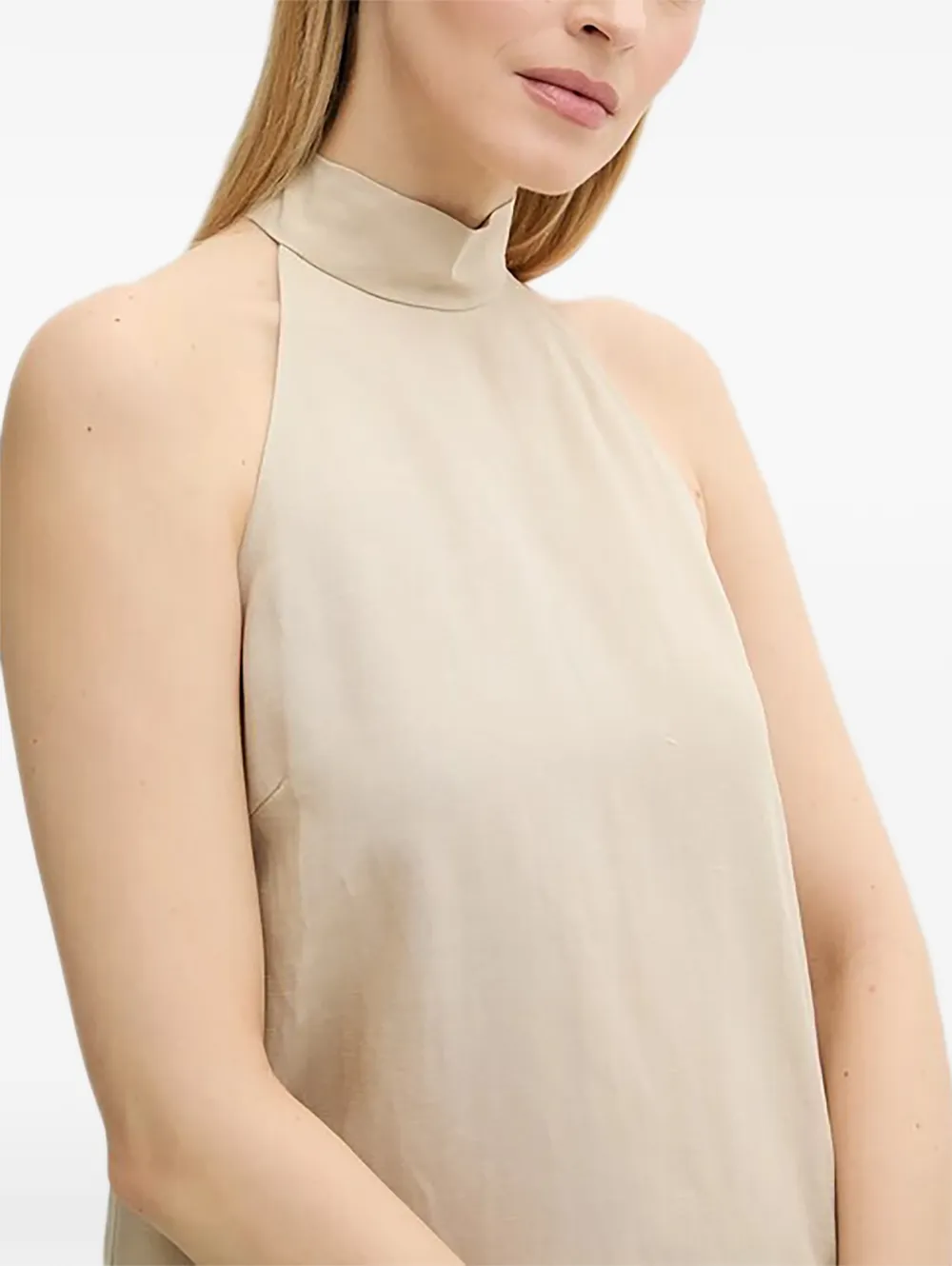 SAMSOE Top met hoge hals en strik Beige