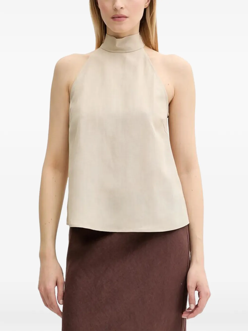 SAMSOE SAMSOE high-neck tie top - Toni neutri