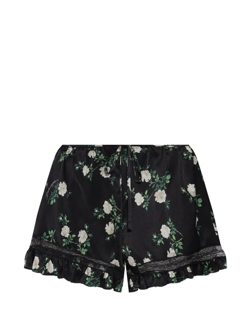 Dolce & Gabbana floral-print ruffle-trim shorts - Nero