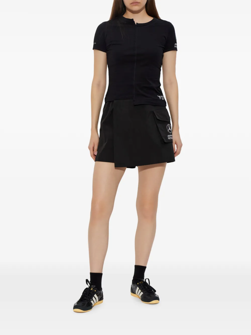 Y-3 x Mercedes shorts met logoprint Zwart
