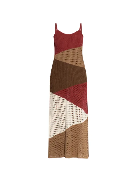 Akep colour-block open-knit maxi dress
