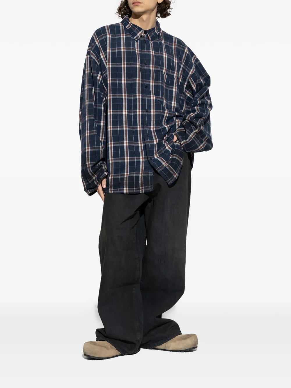 Balenciaga Omkeerbaar geruit overhemd - Blauw