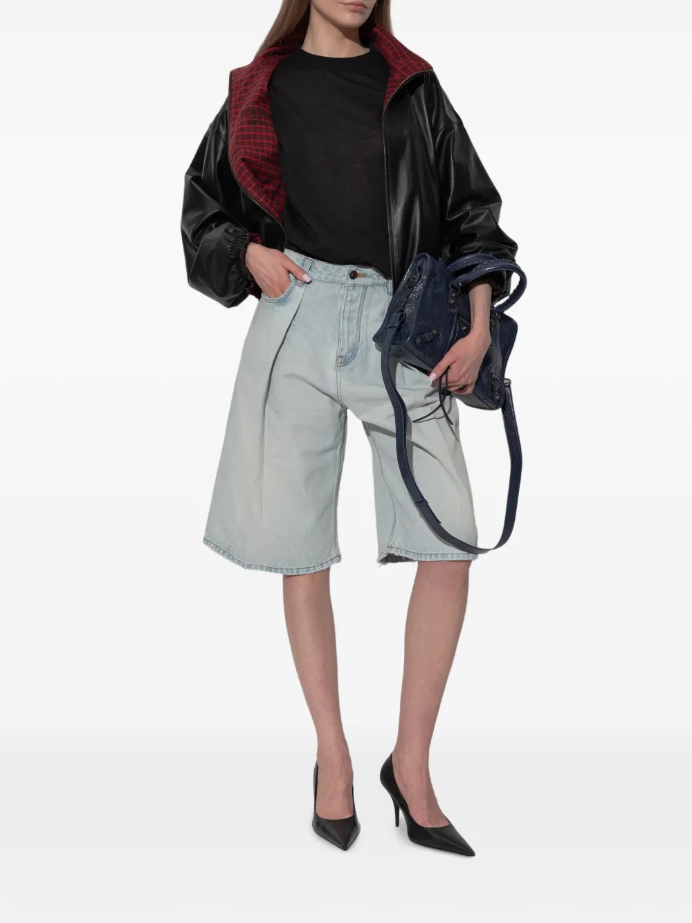 Balenciaga Geplooide shorts Blauw