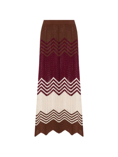 Akep zigzag-pattern knitted maxi skirt