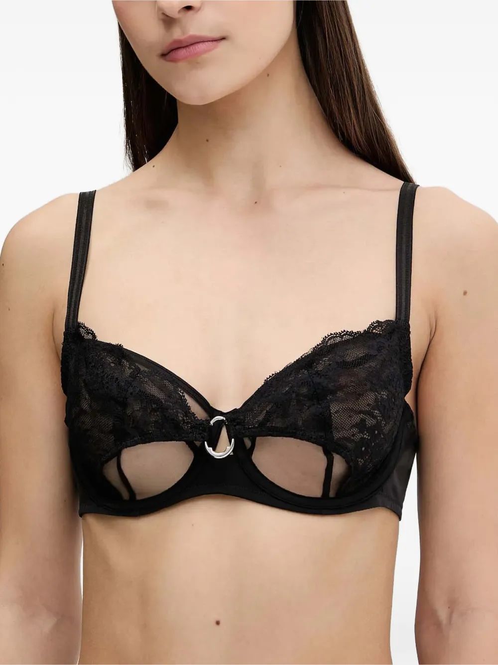 Chantelle Pulp Crush lace-panelled cut-out bra - Nero