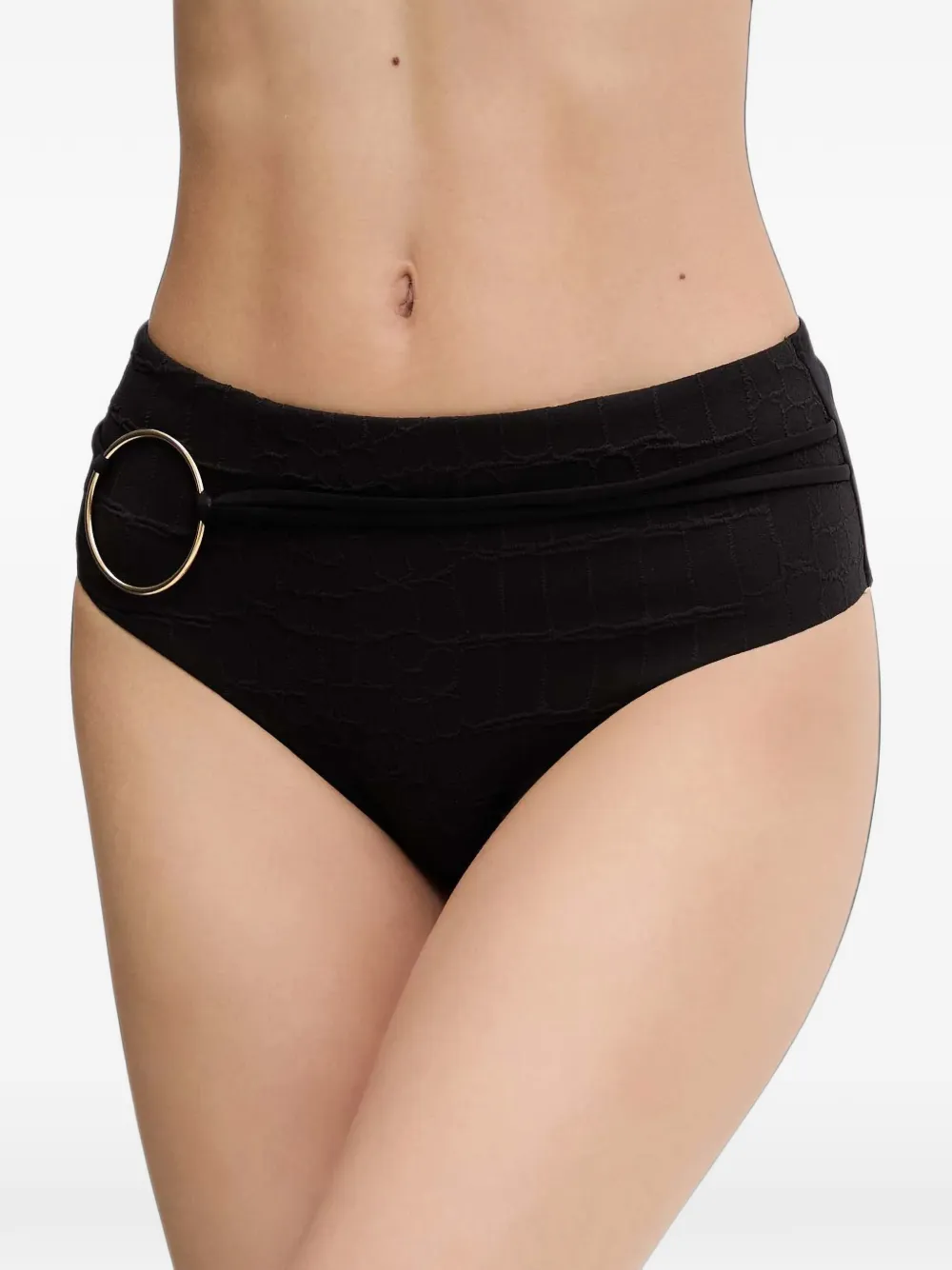 Chantelle Eclipse croc-effect ring-detail bikini bottoms - Nero