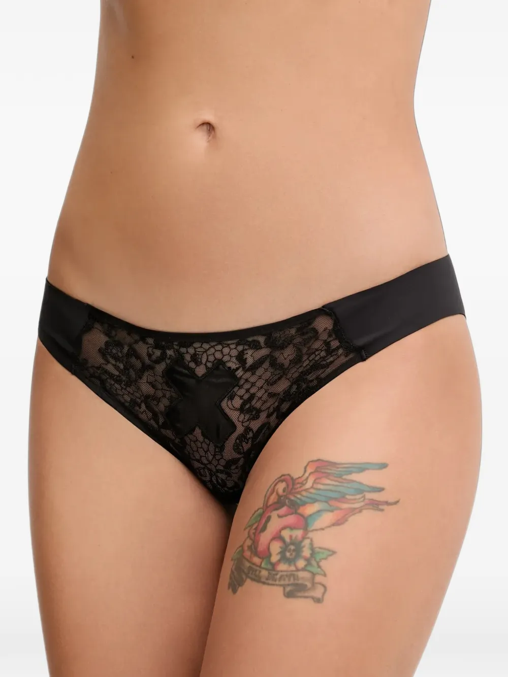Chantelle Xplicit slip met kanten vlakken en ketting Zwart