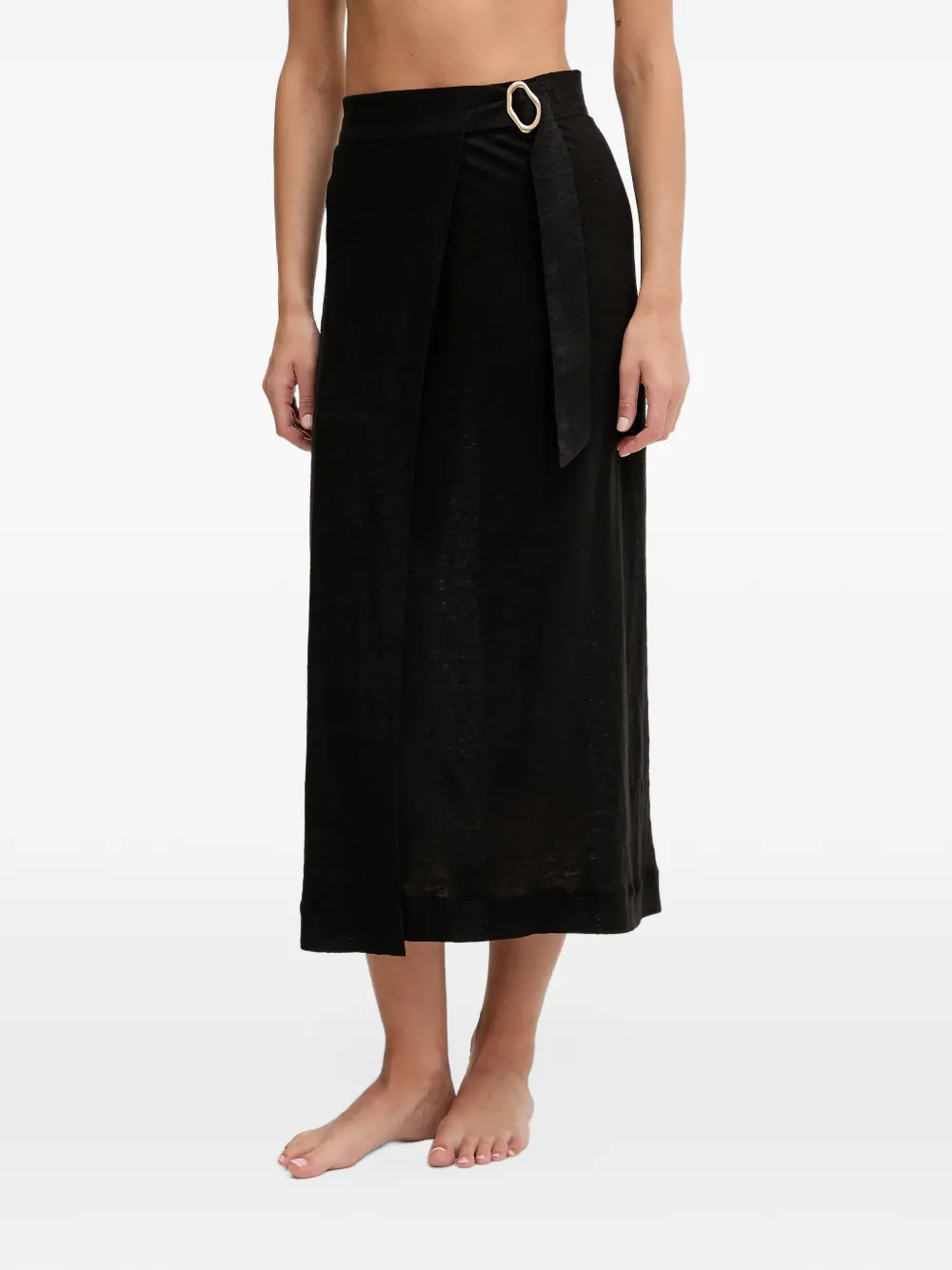Chantelle Alba buckle-detail wrap midi skirt - Noir