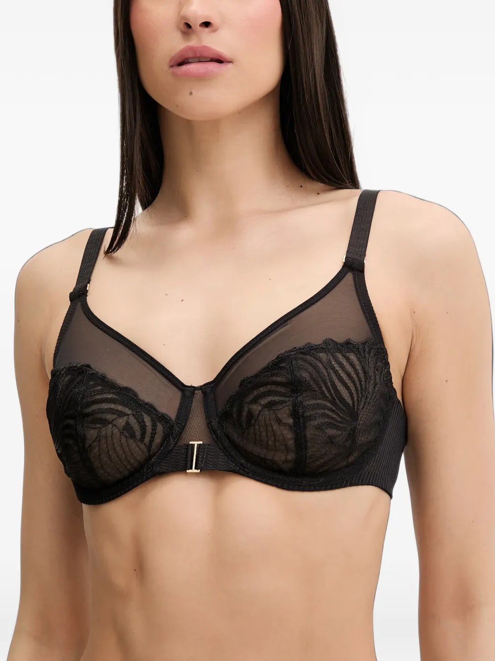 Chantelle Legend embroidered mesh bra - Nero