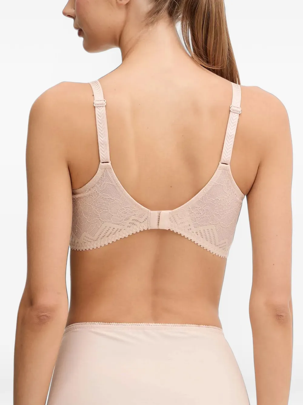 Chantelle Origins lace-panelled V-neck bra Beige