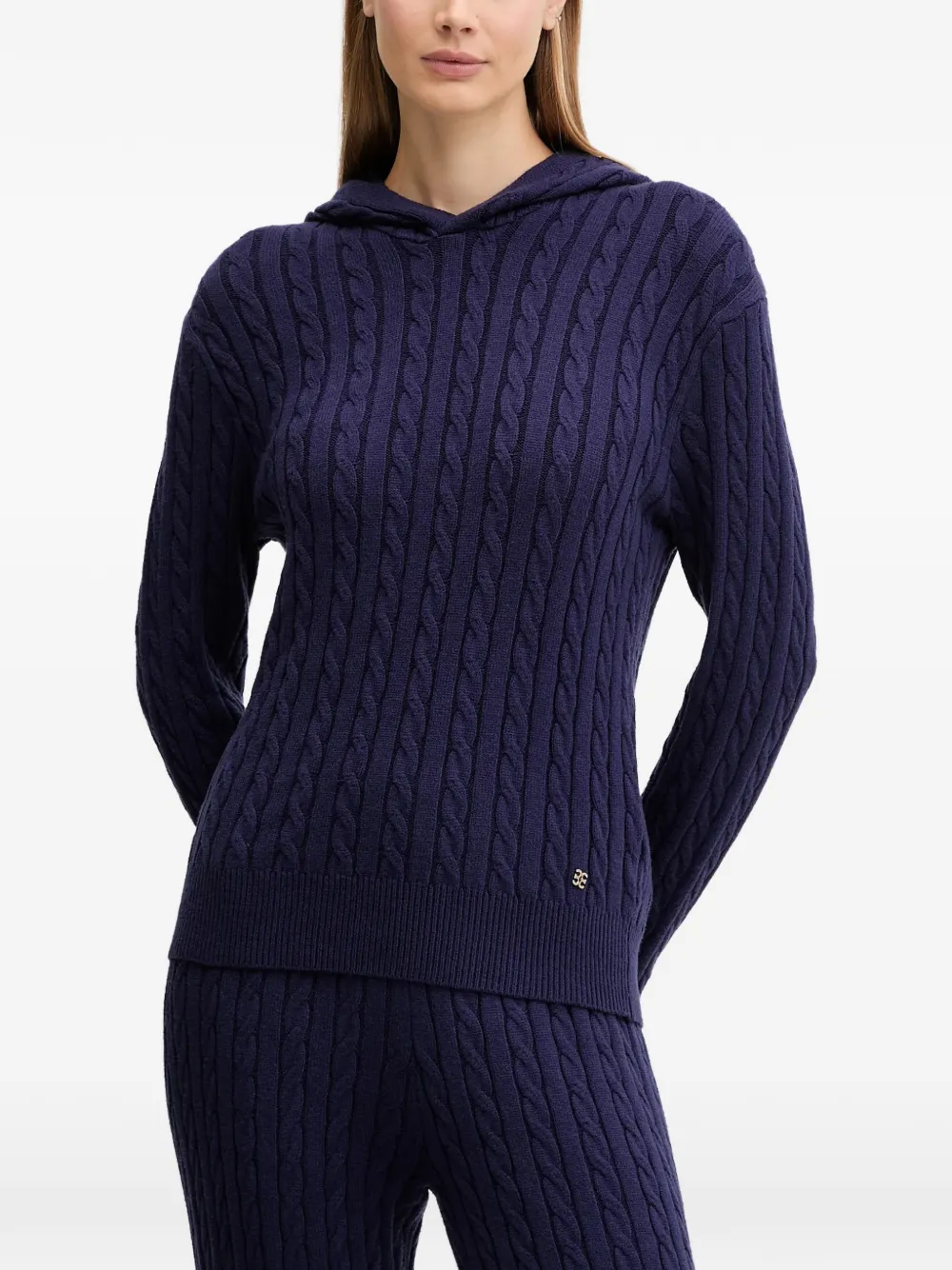 Chantelle Twist hooded cable-knit jumper - Blu
