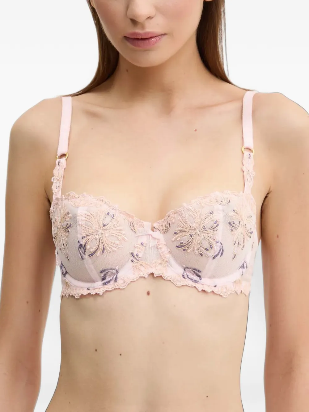 Chantelle embroidered lace-trim bra - Rosa