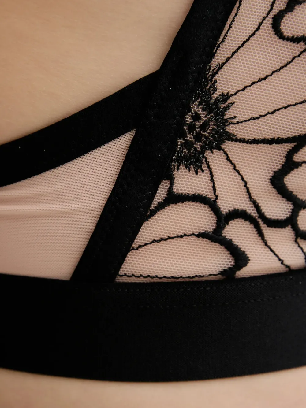 Chantelle Lush floral-embroidered mesh bra Beige