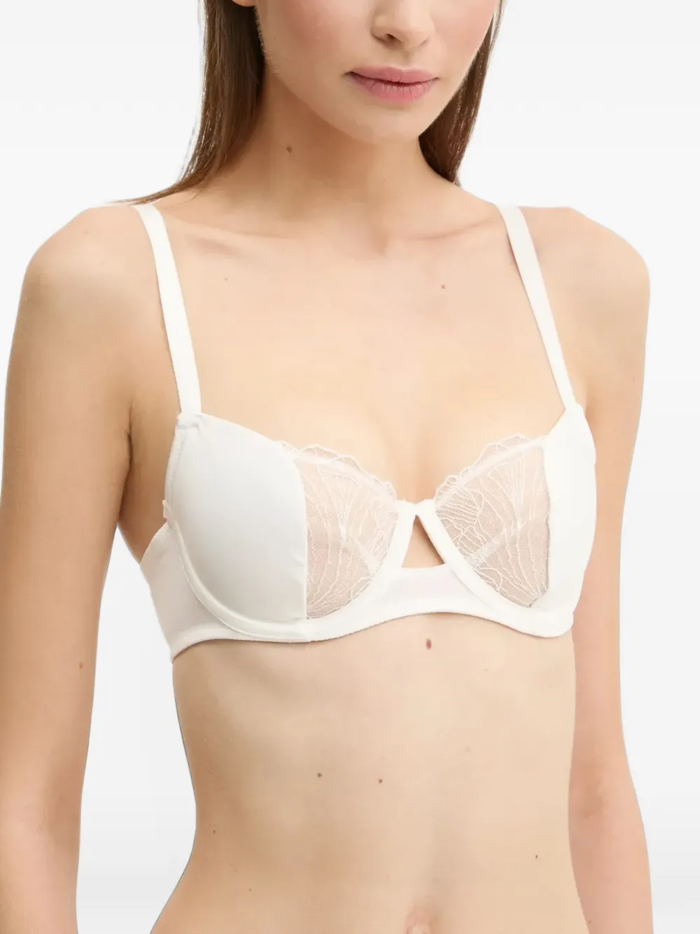 Chantelle lace-panelled underwired bra - Bianco