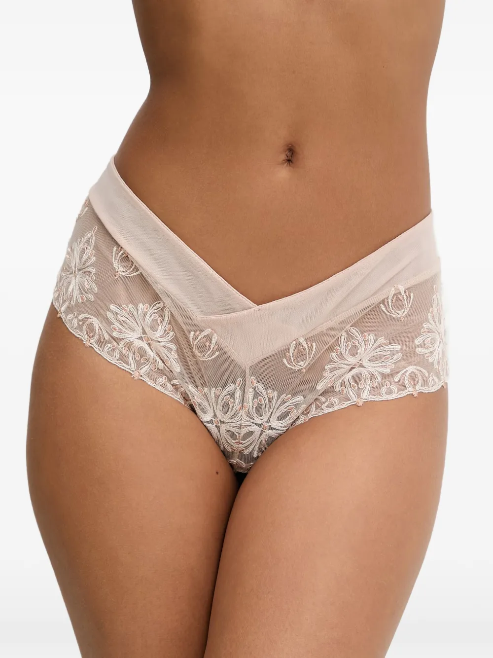 Chantelle embroidered mesh briefs - Toni neutri