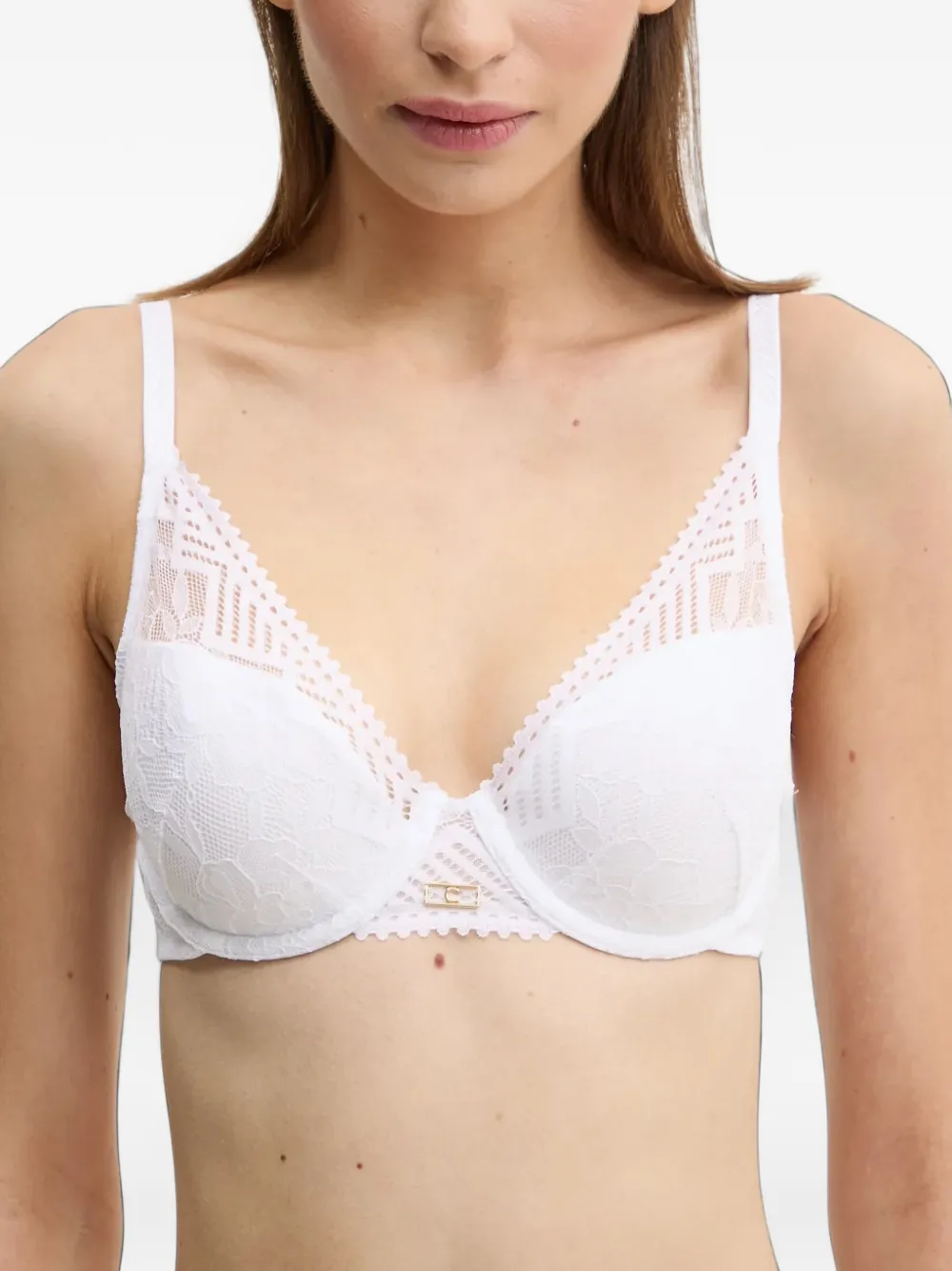 Chantelle Origins lace-panelled underwired bra Wit