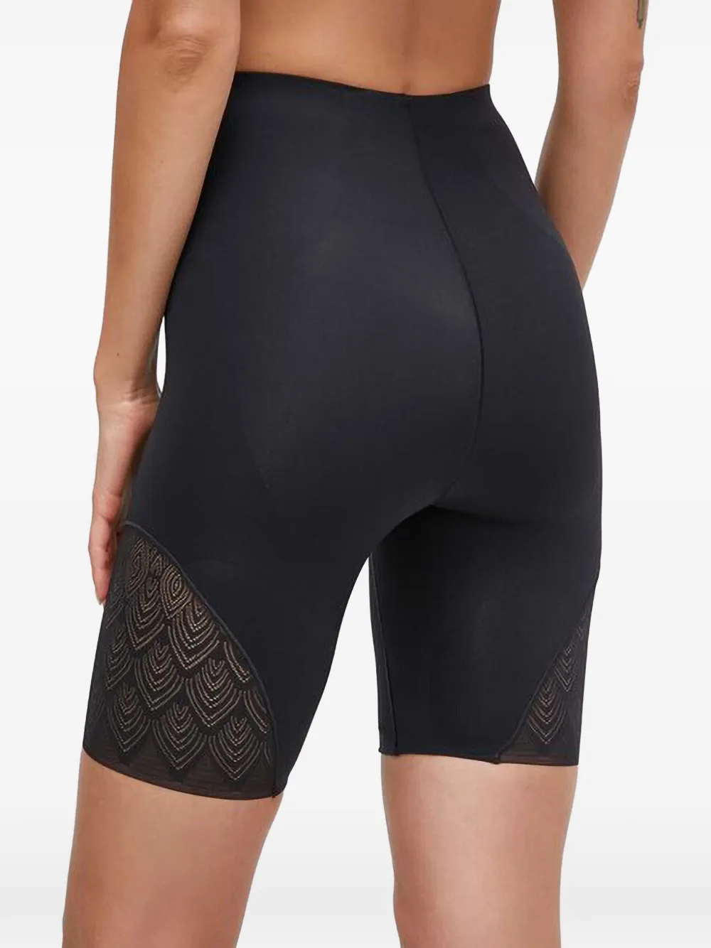 Chantelle High-waist shorts met kanten vlakken Zwart