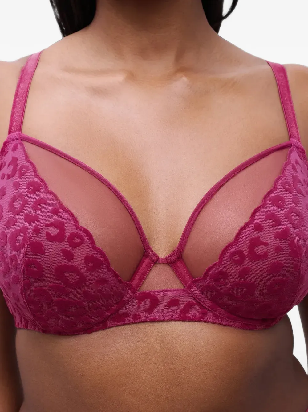 Chantelle Bh met mesh vlak en luipaard-print Roze