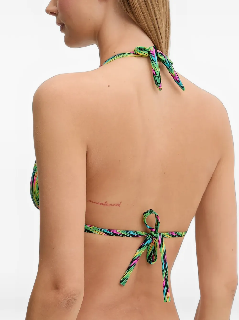 Chantelle Easy Pop chevron-print halterneck bikini Groen