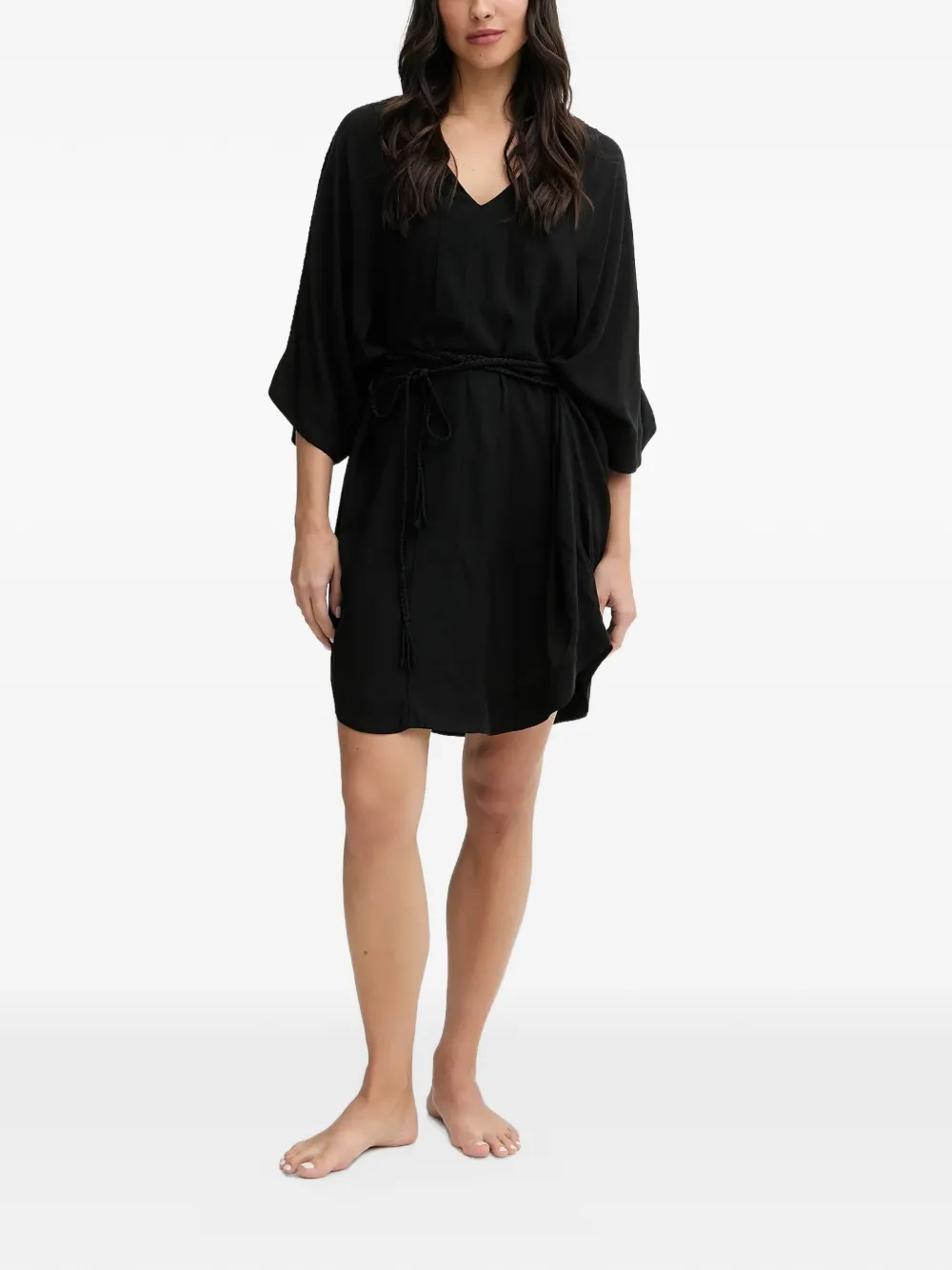 Chantelle braided-belt V-neck kaftan - Nero