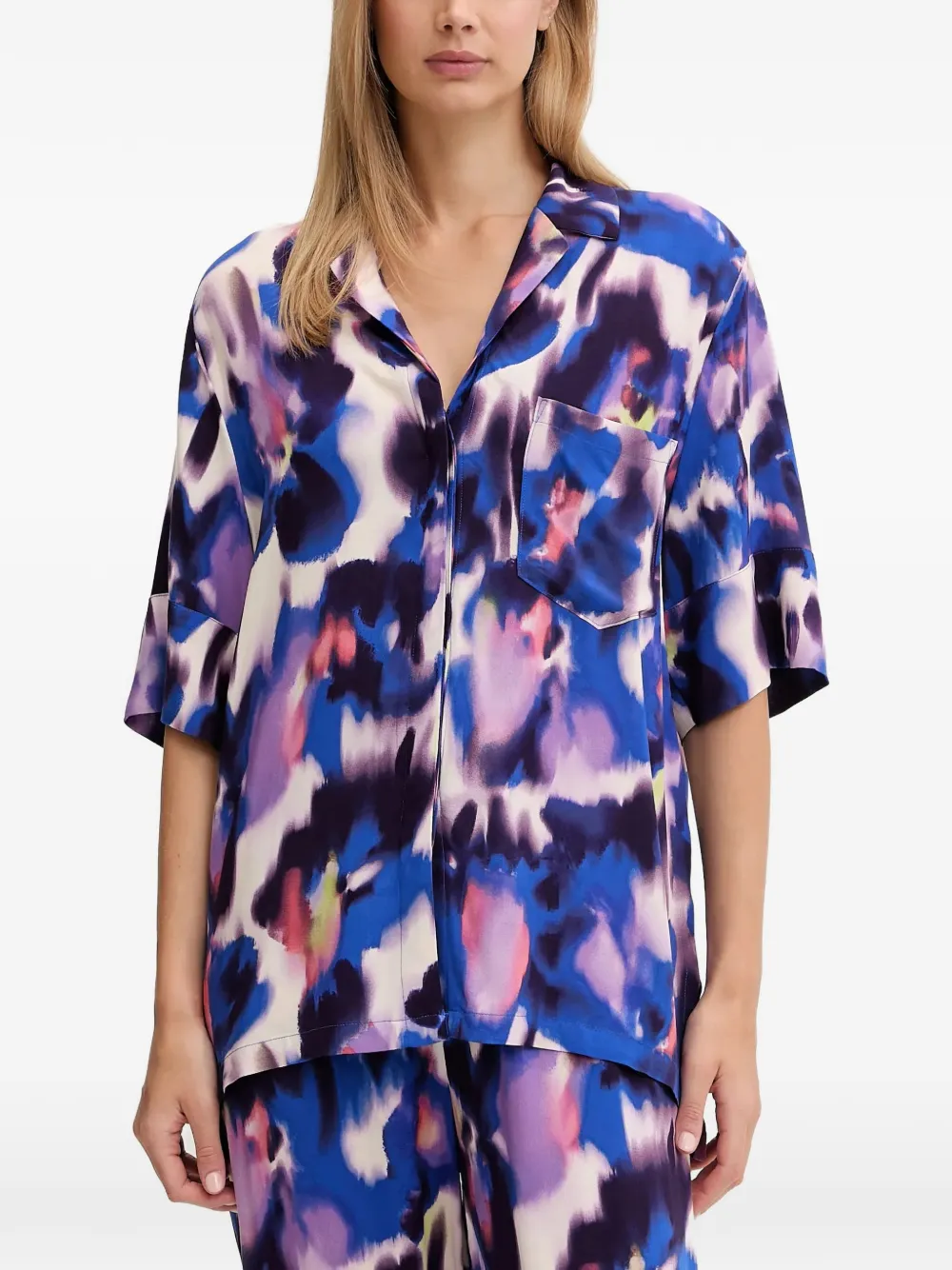 Chantelle Explore abstract-print short-sleeve shirt - Bleu Chantelle Explore abstract-print short-sleeve shirt - Bleu
