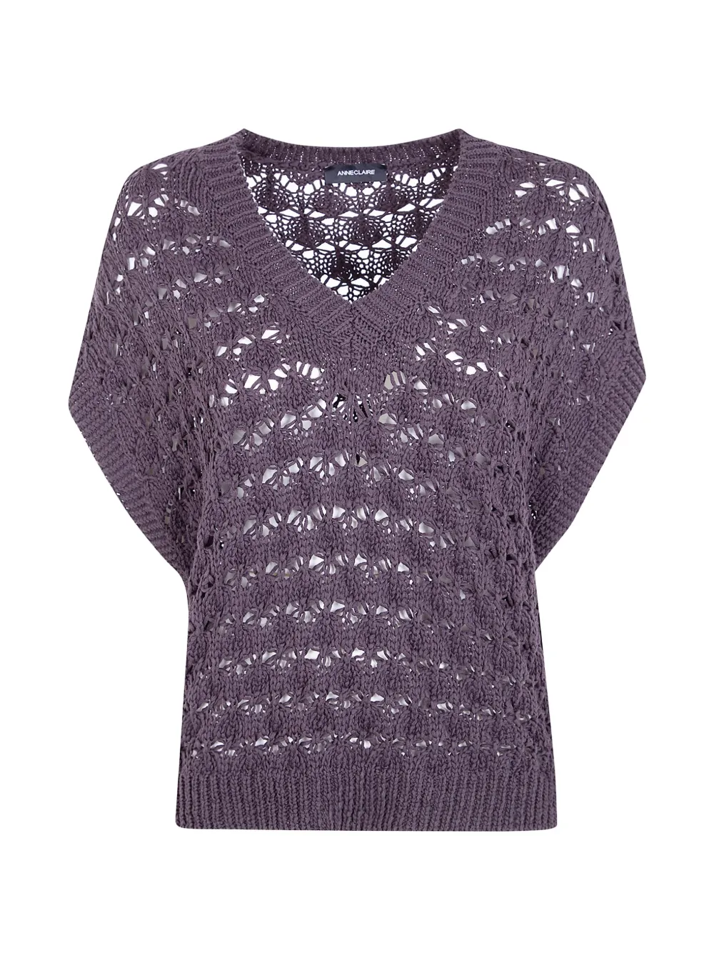 anne claire open-knit V-neck sweater - Viola