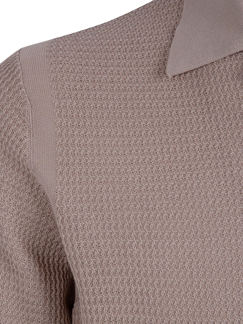 Ballantyne Wafelgebreid T-shirt met kraag Beige