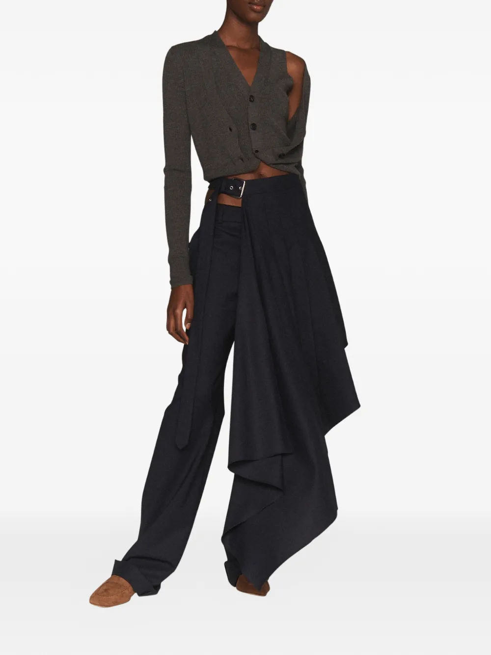  Monse Detachable-skirt Overlay Tailored Trousers - Blue 