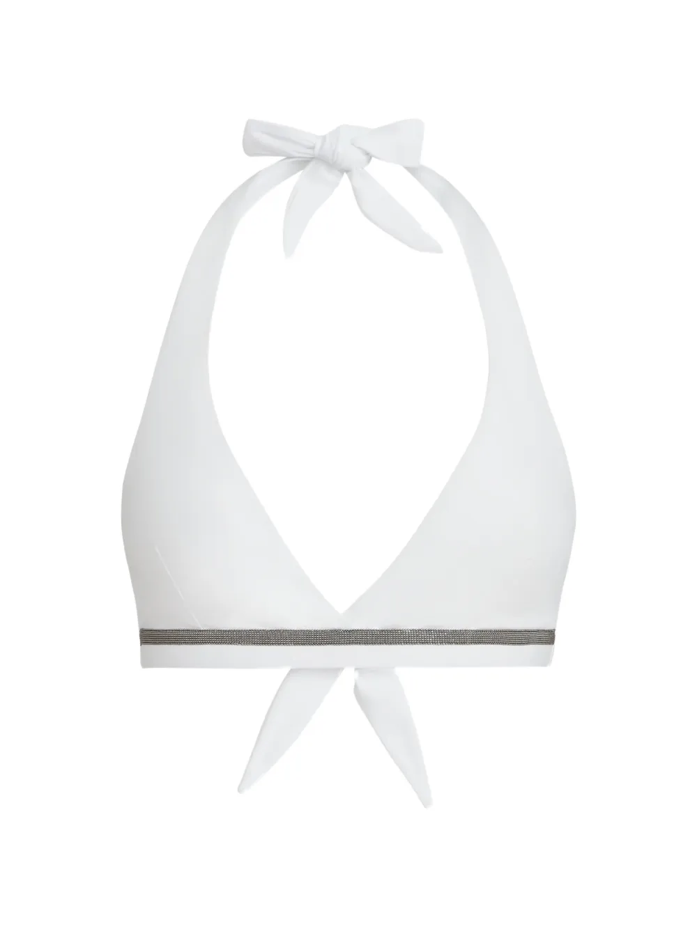 Brunello Cucinelli techno-jersey bikini top with monili - Bianco