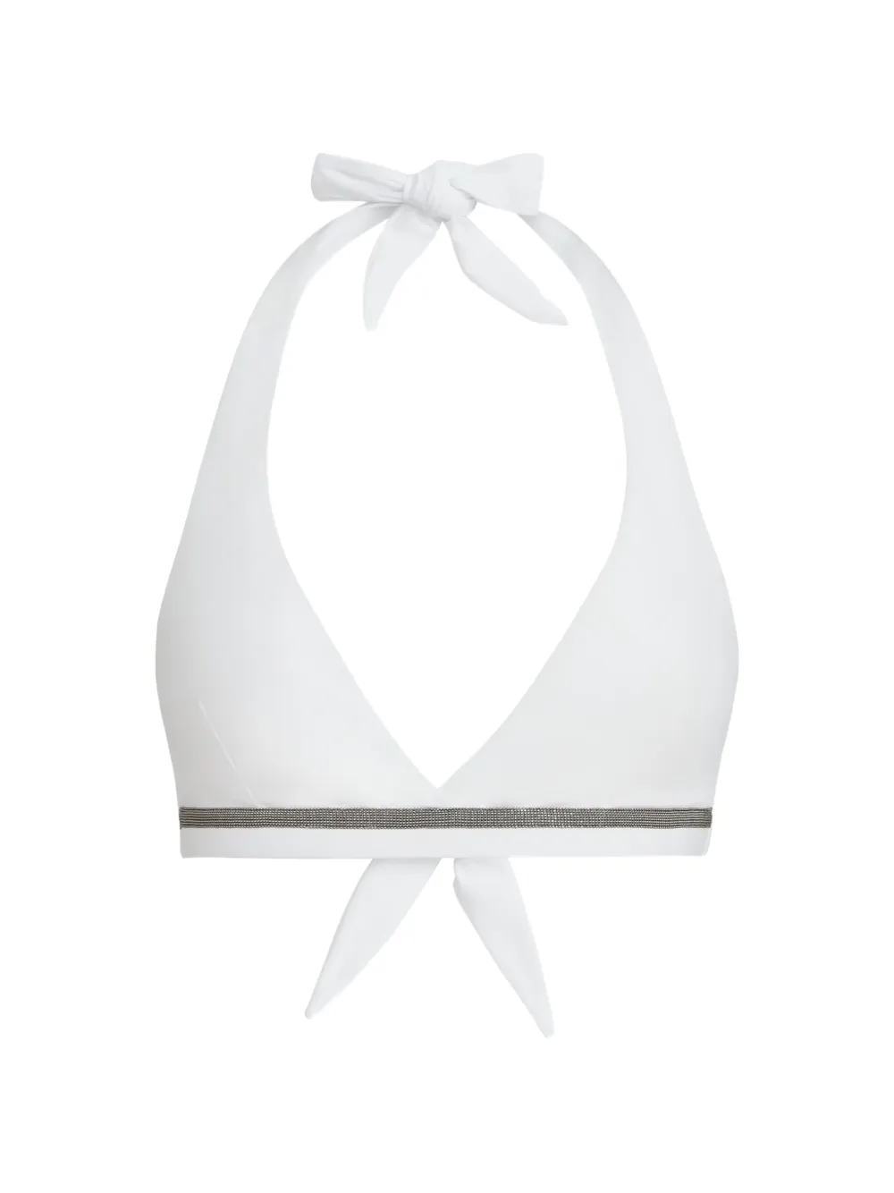Brunello Cucinelli techno-jersey bikini top with monili - Bianco