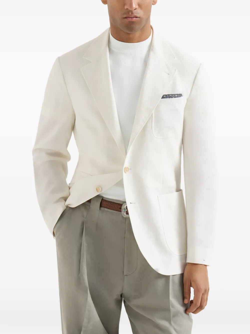  Brunello Cucinelli Linen Deconstructed Blazer - Neutrals 
