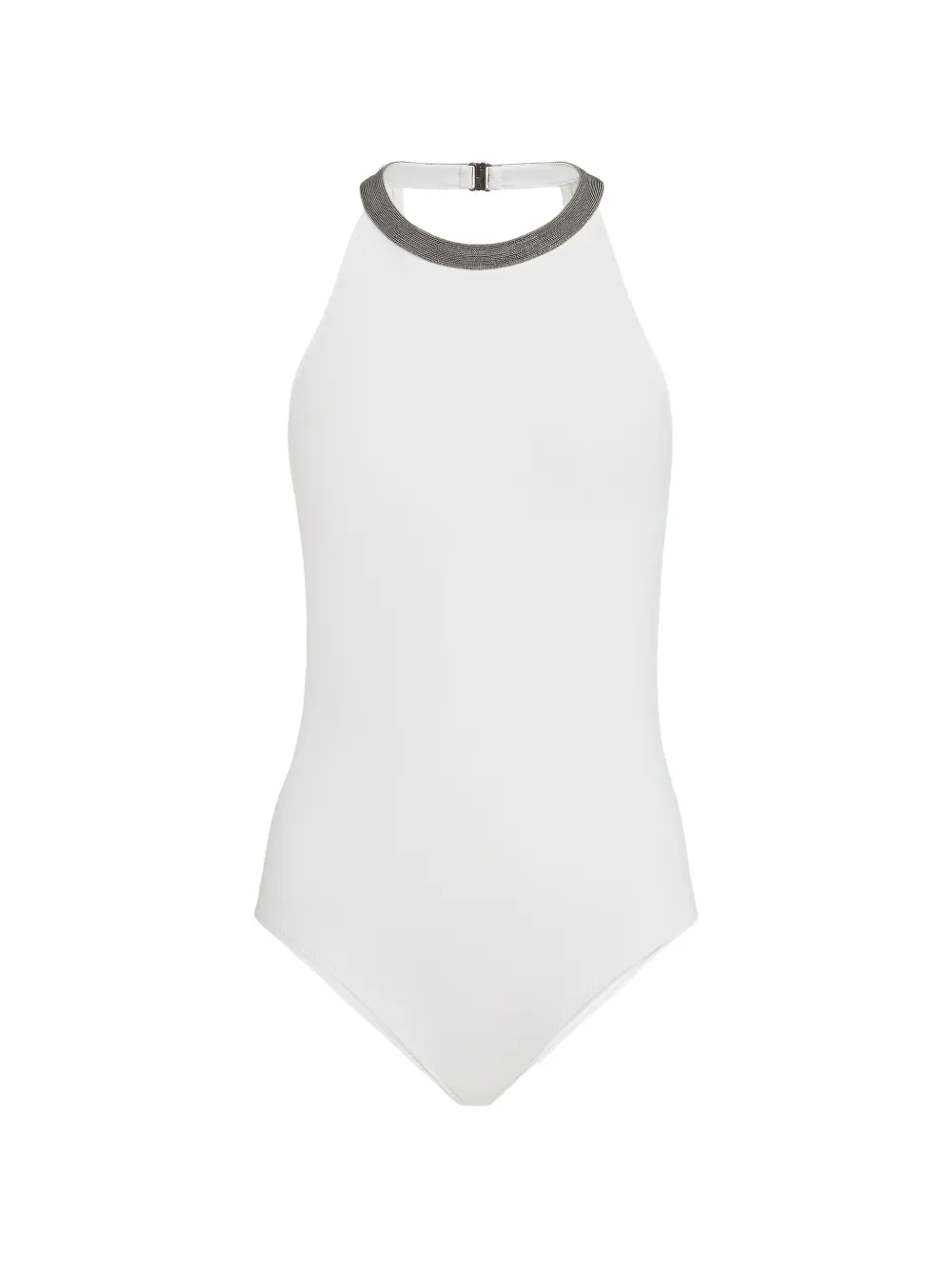 Brunello Cucinelli techno-jersey bathing suit with precious collar - Weiß
