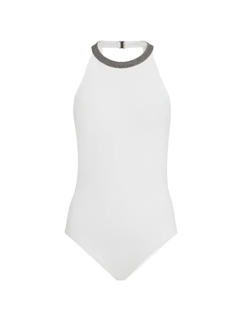 Brunello Cucinelli  techno-jersey bathing suit with precious collar