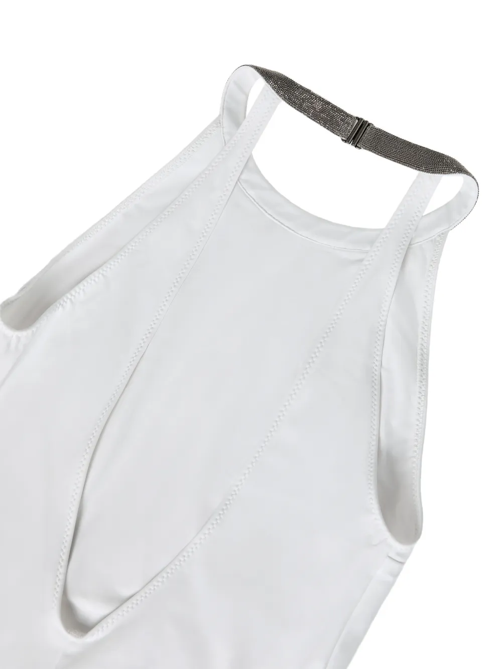 Brunello Cucinelli Techno-jersey badpak met kraag Wit