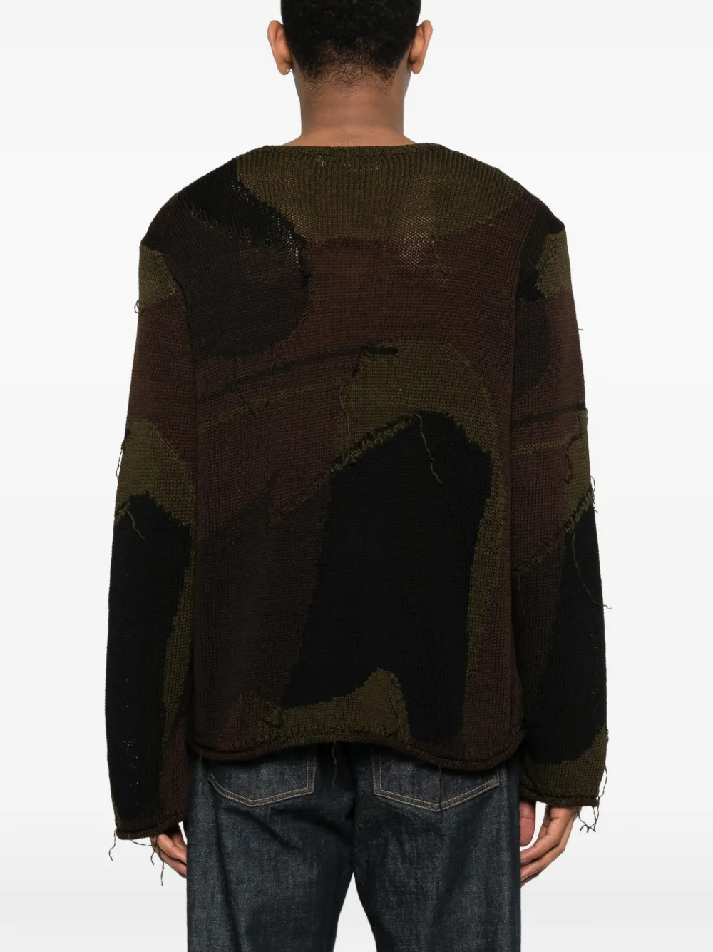 OUR LEGACY Rigid Popover gebreide trui met camouflageprint Bruin