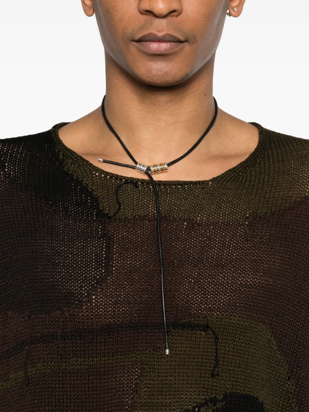 OUR LEGACY Rigid Popover gebreide trui met camouflageprint Bruin