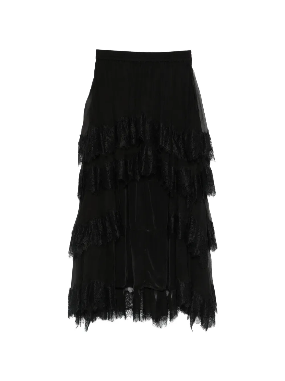 Mes Demoiselles lace ruffled skirt - Nero