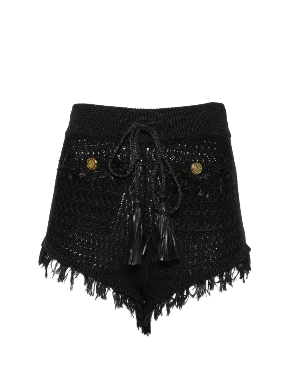 Mes Demoiselles tassel-detail fringed shorts - Nero