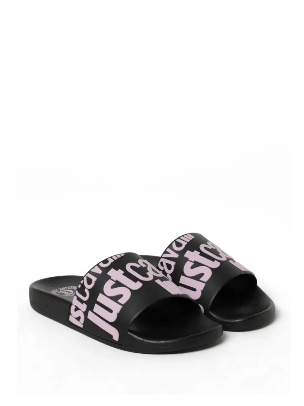 Just Cavalli Slippers met logo-reliëf en tijger Zwart