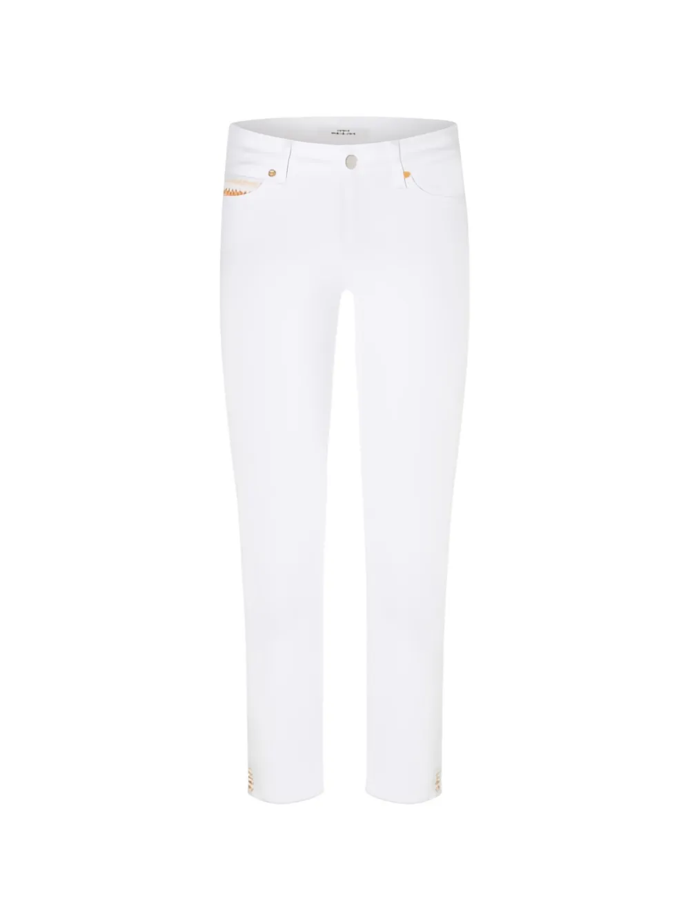 Cambio Piper Short Embellished Jeans In White