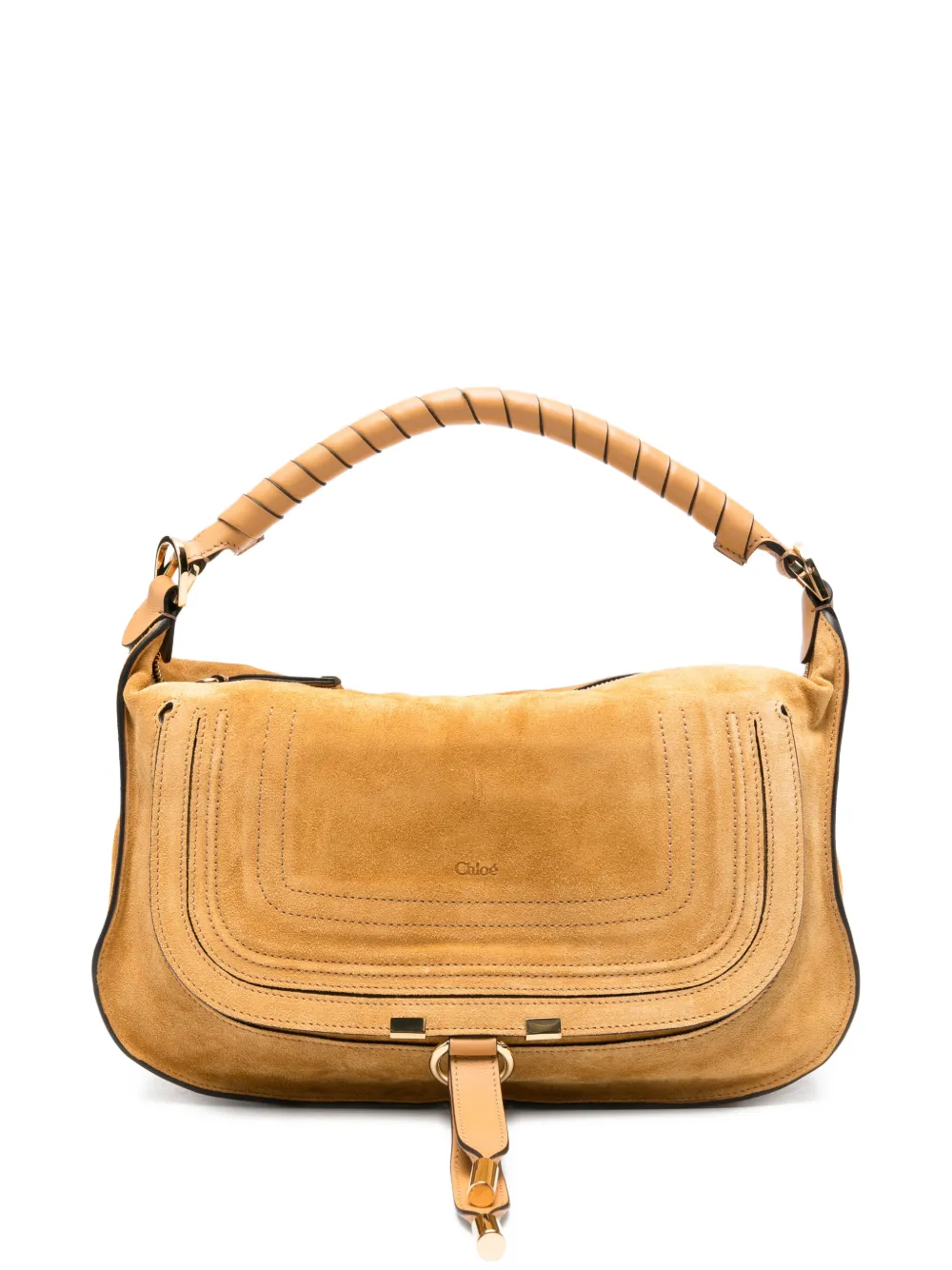Chloé small Marcie topstitched-handle tote bag - Marrone