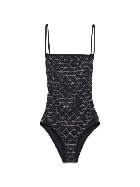Prada jersey one-piece swimsuit with rhinestones