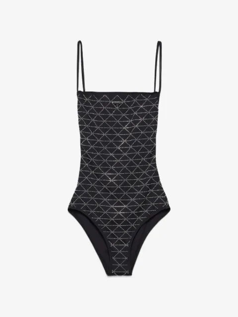 Prada jersey one-piece swimsuit with rhinestones