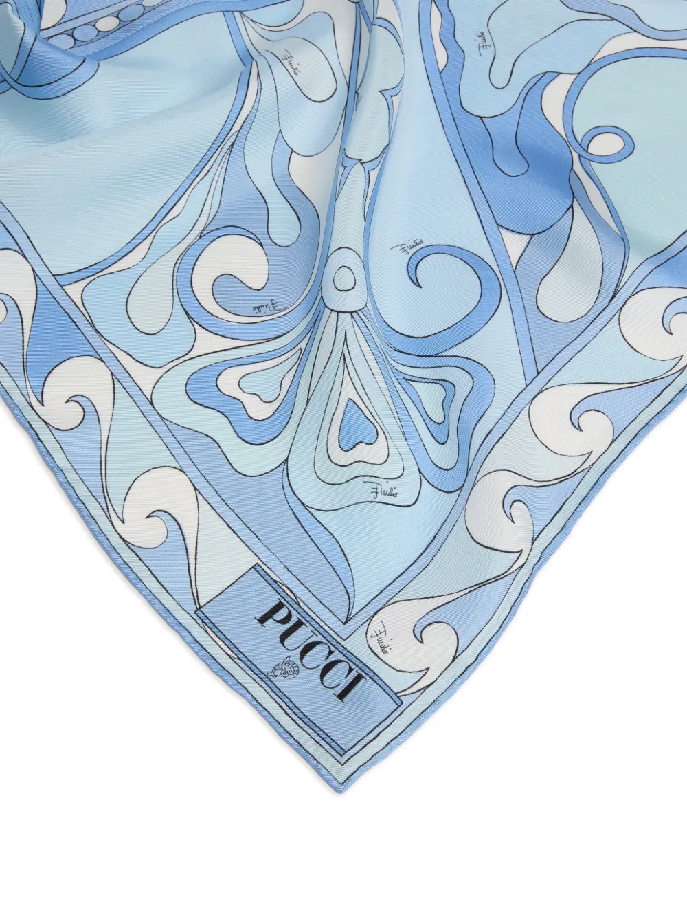  Pucci Orchidee-print Silk Triangle Scarf - Blue 