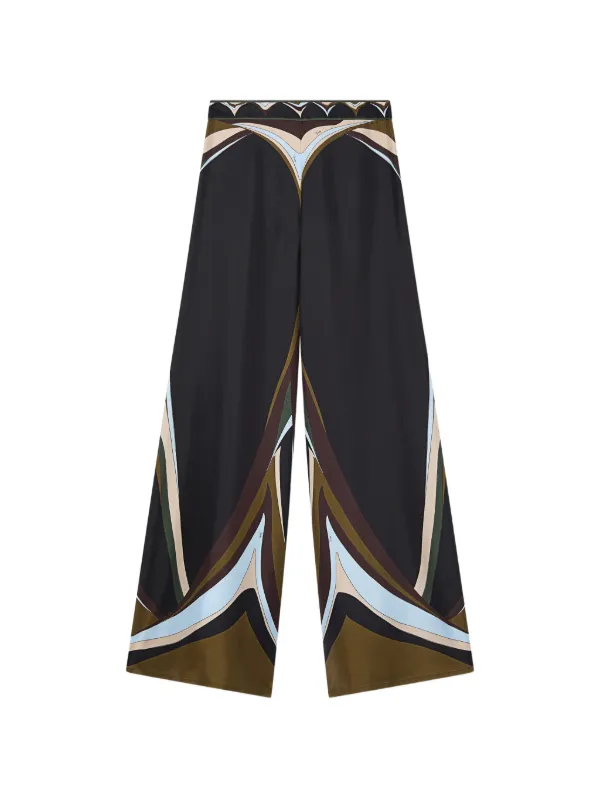 Pucci Fari Print Silk Palazzo Pants in Black