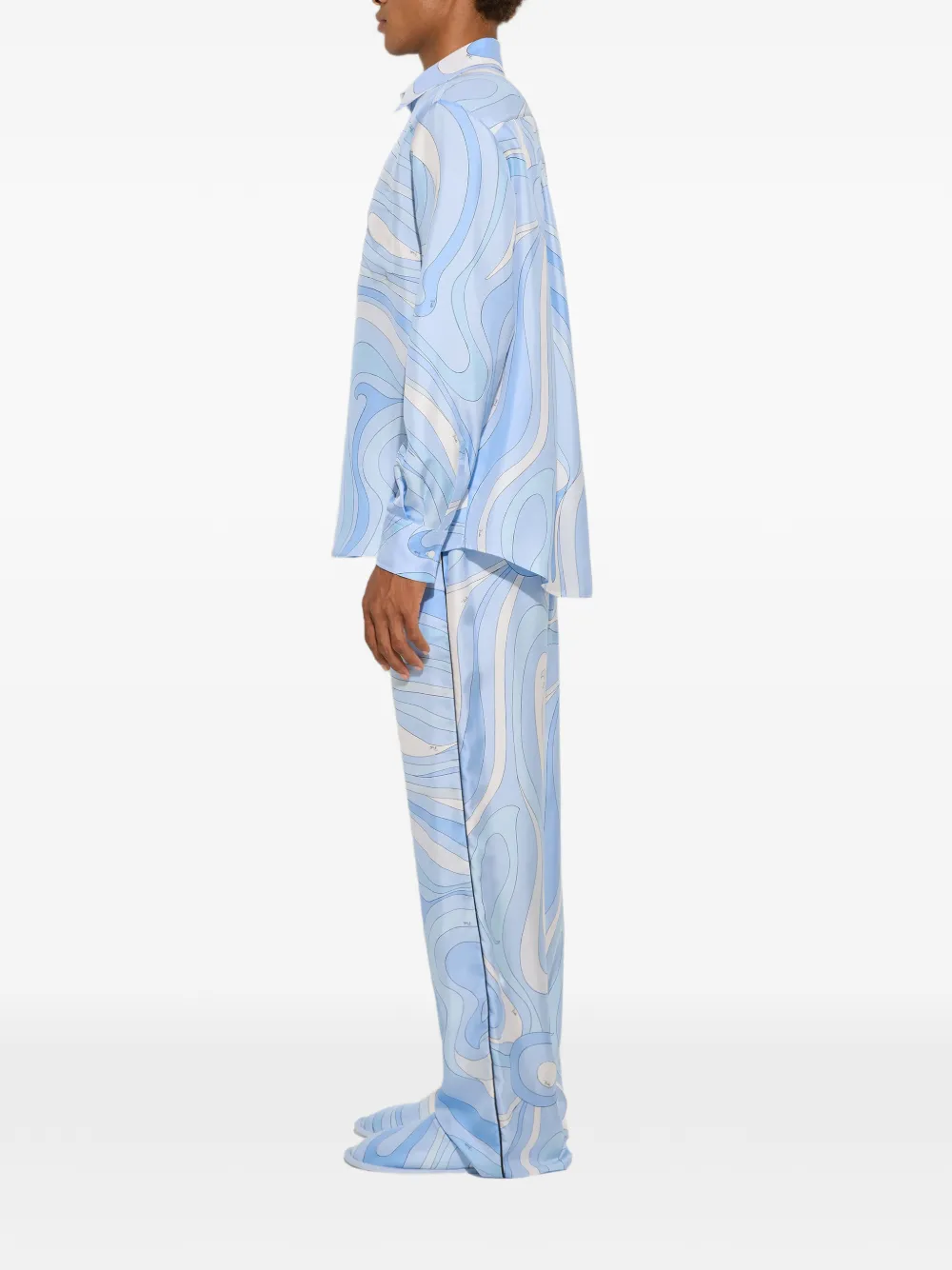 Pucci Marmo-print Silk Trousers - Blue 