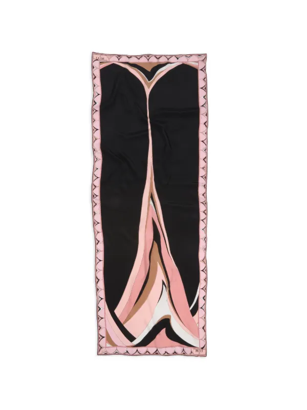 Pucci Fari Print Crepe De Chine Stole Scarf in Black
